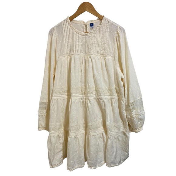 Old Navy Cream Boho Tiered Eyelet Lace Babydoll Dress Cottagecore Plus Size XXL - Picture 2 of 10